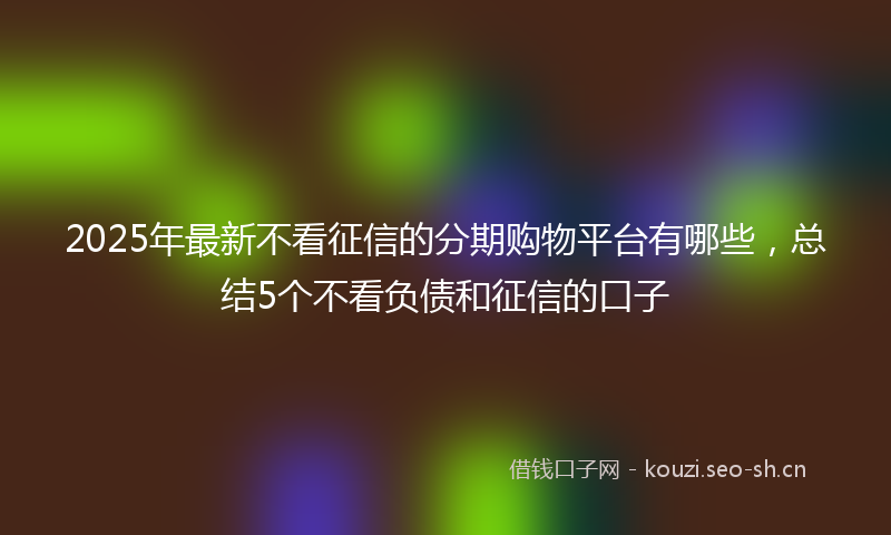 2025年最新不看征信的分期购物平台有哪些，总结5个不看负债和征信的口子