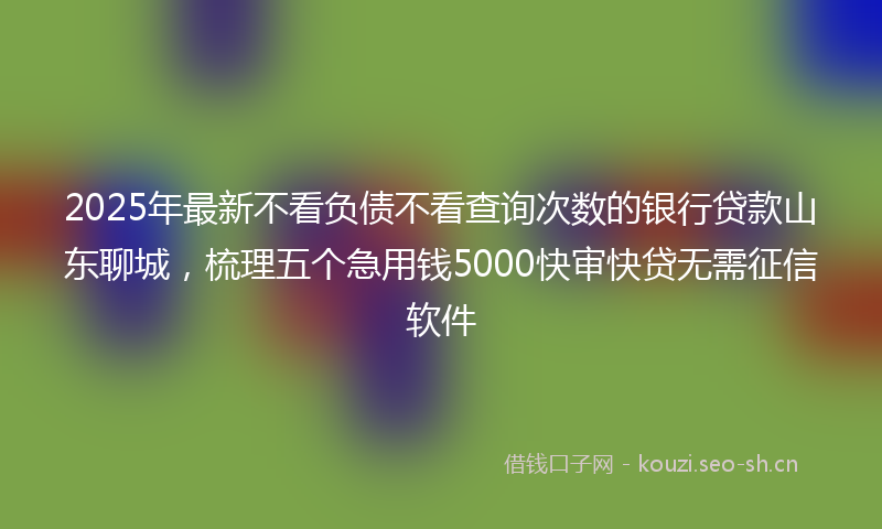 2025年最新不看负债不看查询次数的银行贷款山东聊城，梳理五个急用钱5000快审快贷无需征信软件