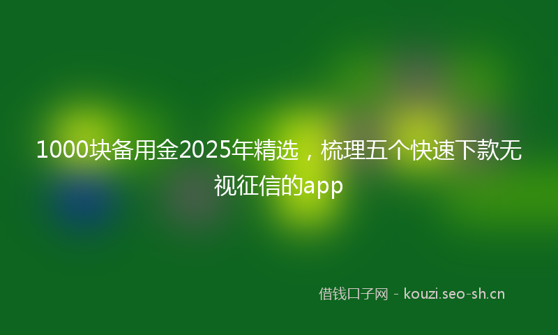 1000块备用金2025年精选，梳理五个快速下款无视征信的app
