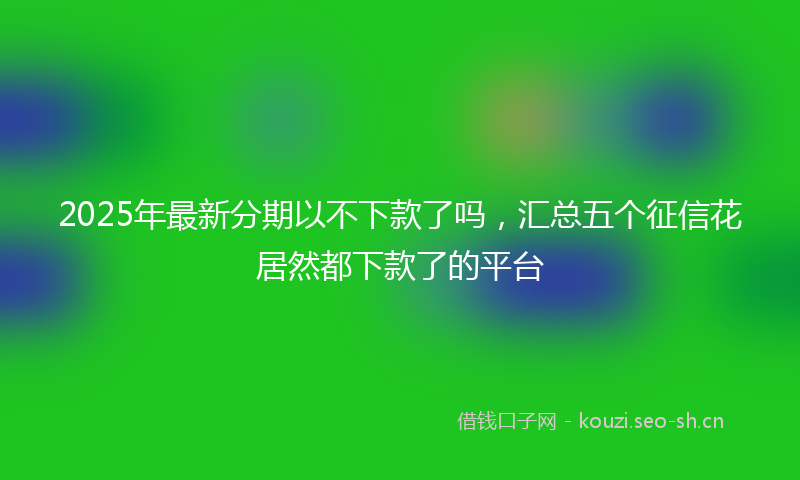 2025年最新分期以不下款了吗，汇总五个征信花居然都下款了的平台