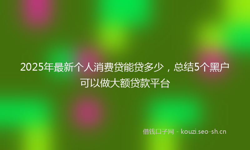 2025年最新个人消费贷能贷多少，总结5个黑户可以做大额贷款平台