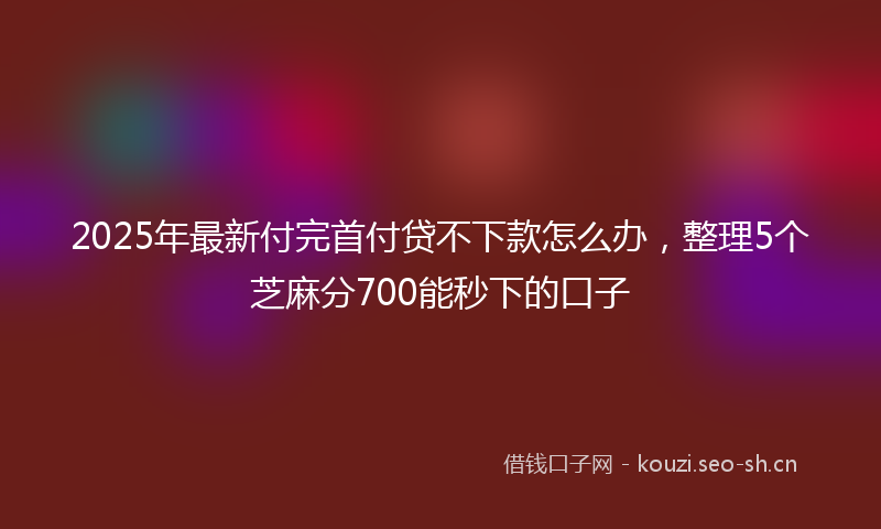 2025年最新付完首付贷不下款怎么办，整理5个芝麻分700能秒下的口子