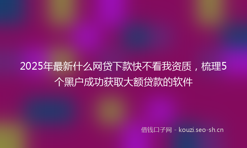 2025年最新什么网贷下款快不看我资质，梳理5个黑户成功获取大额贷款的软件