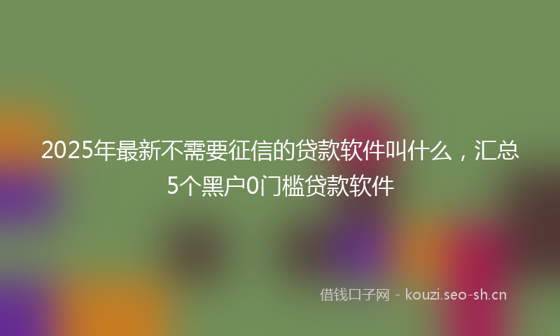 2025年最新不需要征信的贷款软件叫什么，汇总5个黑户0门槛贷款软件