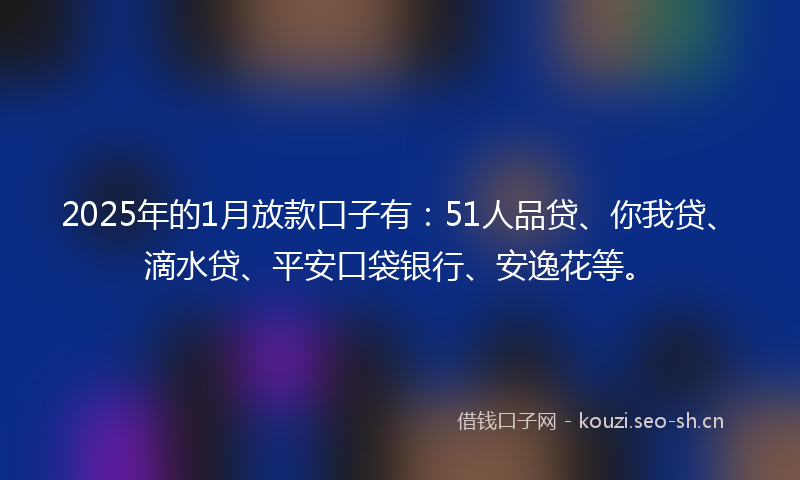 2025年的1月放款口子有：51人品贷、你我贷、滴水贷、平安口袋银行、安逸花等。