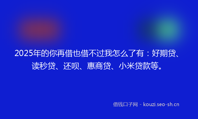 2025年的你再借也借不过我怎么了有：好期贷、读秒贷、还呗、惠商贷、小米贷款等。