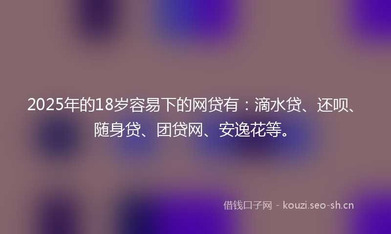 2025年的18岁容易下的网贷有：滴水贷、还呗、随身贷、团贷网、安逸花等。