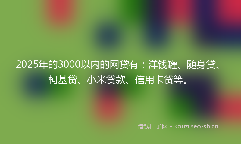 2025年的3000以内的网贷有：洋钱罐、随身贷、柯基贷、小米贷款、信用卡贷等。