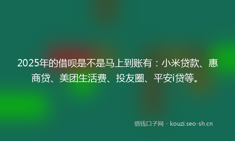 2025年的借呗是不是马上到账有：小米贷款、惠商贷、美团生活费、投友圈、平安i贷等。
