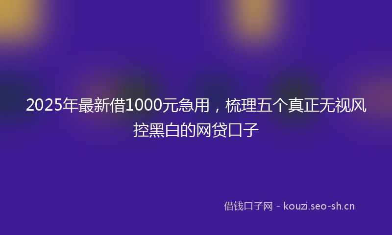 2025年最新借1000元急用，梳理五个真正无视风控黑白的网贷口子