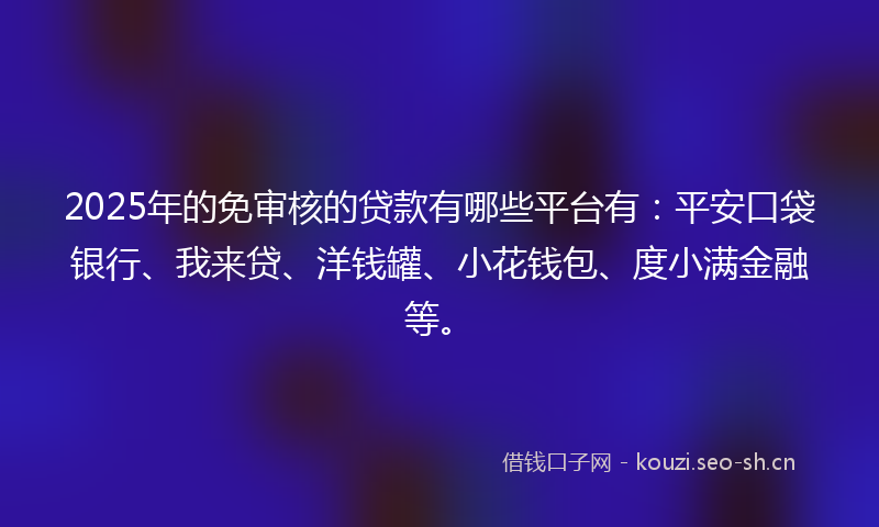2025年的免审核的贷款有哪些平台有：平安口袋银行、我来贷、洋钱罐、小花钱包、度小满金融等。