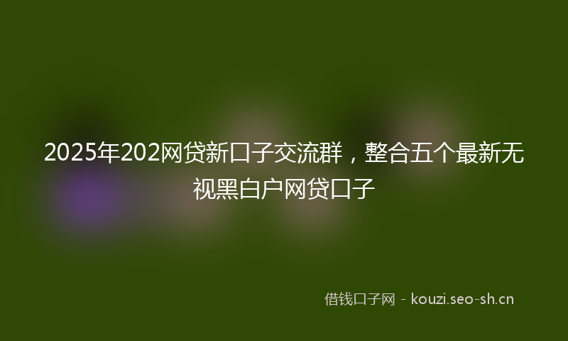 2025年202网贷新口子交流群，整合五个最新无视黑白户网贷口子