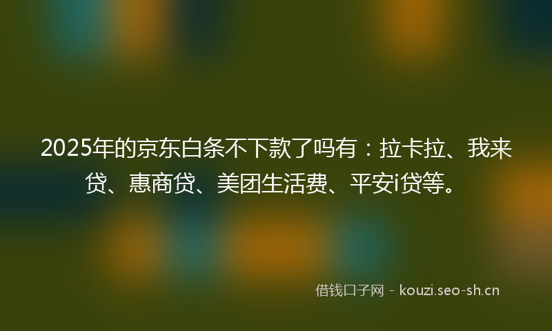 2025年的京东白条不下款了吗有：拉卡拉、我来贷、惠商贷、美团生活费、平安i贷等。