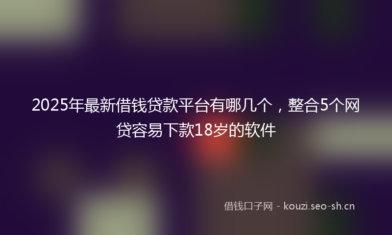 2025年最新借钱贷款平台有哪几个，整合5个网贷容易下款18岁的软件