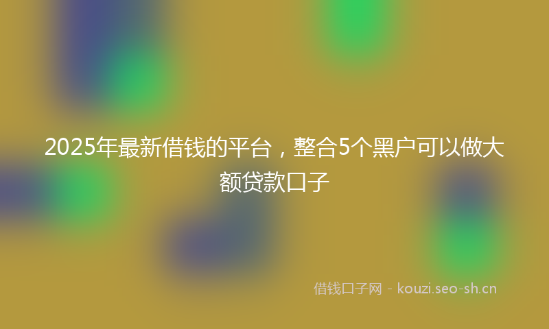 2025年最新借钱的平台，整合5个黑户可以做大额贷款口子
