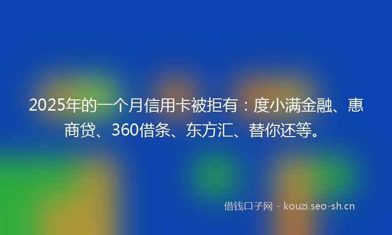 2025年的一个月信用卡被拒有：度小满金融、惠商贷、360借条、东方汇、替你还等。