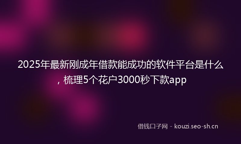 2025年最新刚成年借款能成功的软件平台是什么，梳理5个花户3000秒下款app