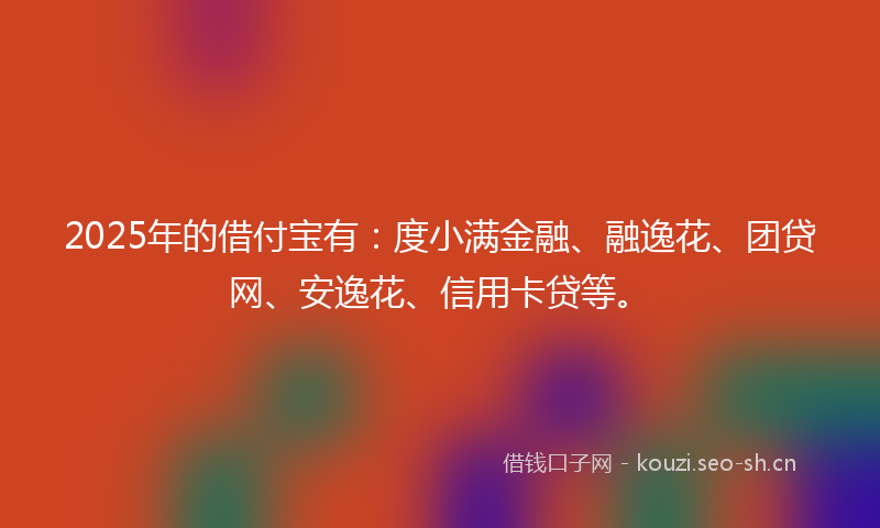 2025年的借付宝有：度小满金融、融逸花、团贷网、安逸花、信用卡贷等。