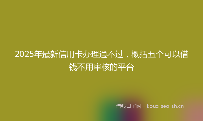 2025年最新信用卡办理通不过，概括五个可以借钱不用审核的平台
