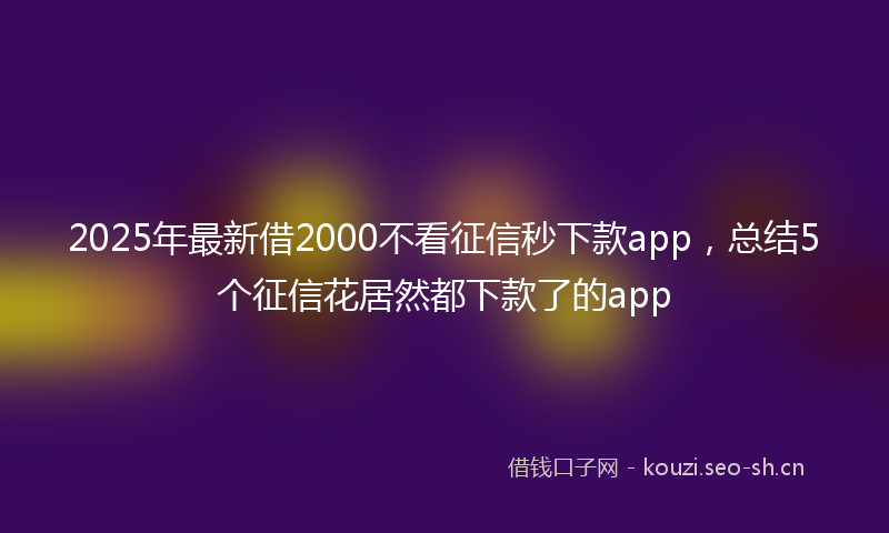 2025年最新借2000不看征信秒下款app,总结5个征信花居然都下款了的app