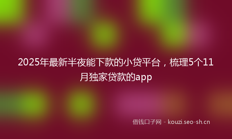 2025年最新半夜能下款的小贷平台，梳理5个11月独家贷款的app