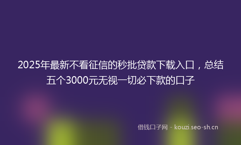2025年最新不看征信的秒批贷款下载入口，总结五个3000元无视一切必下款的口子