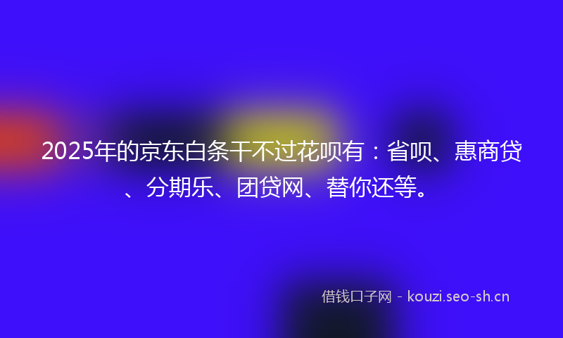 2025年的京东白条干不过花呗有：省呗、惠商贷、分期乐、团贷网、替你还等。