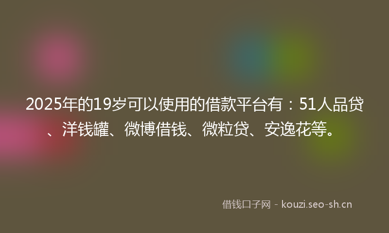 2025年的19岁可以使用的借款平台有：51人品贷、洋钱罐、微博借钱、微粒贷、安逸花等。