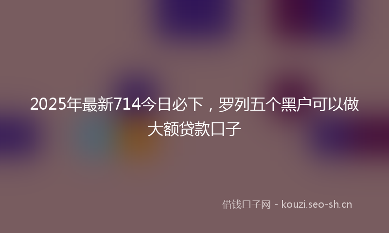 2025年最新714今日必下，罗列五个黑户可以做大额贷款口子
