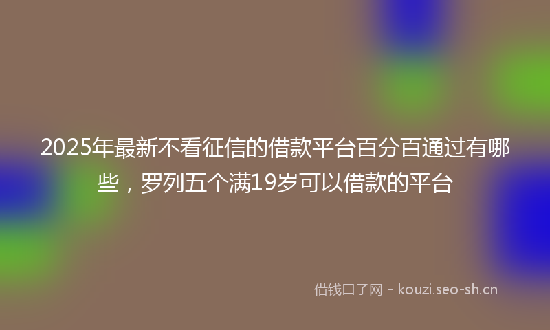2025年最新不看征信的借款平台百分百通过有哪些，罗列五个满19岁可以借款的平台