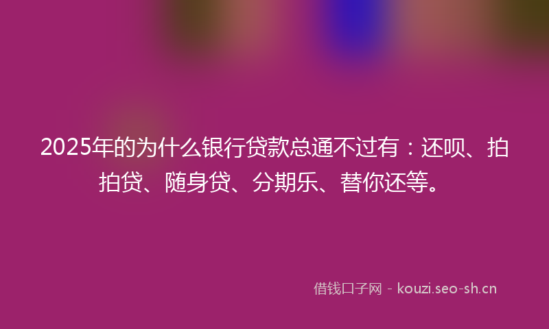 2025年的为什么银行贷款总通不过有：还呗、拍拍贷、随身贷、分期乐、替你还等。