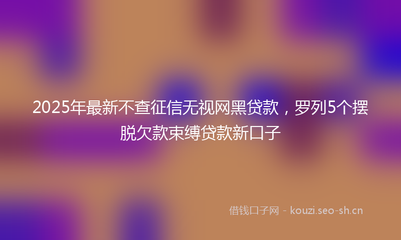 2025年最新不查征信无视网黑贷款，罗列5个摆脱欠款束缚贷款新口子