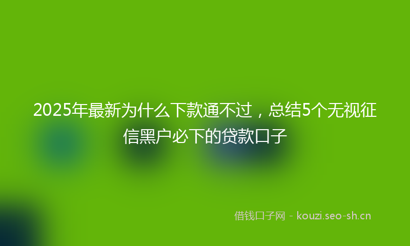 2025年最新为什么下款通不过，总结5个无视征信黑户必下的贷款口子