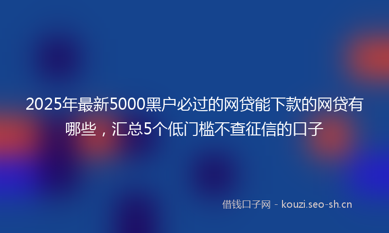 2025年最新5000黑户必过的网贷能下款的网贷有哪些，汇总5个低门槛不查征信的口子