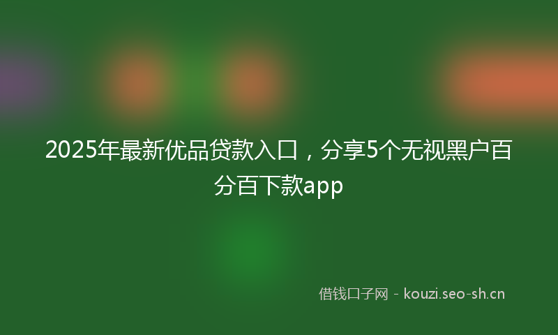 2025年最新优品贷款入口，分享5个无视黑户百分百下款app