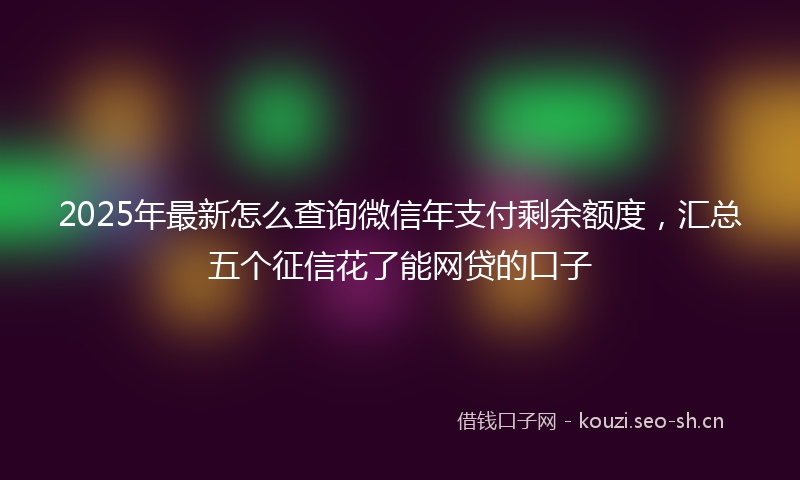 2025年最新怎么查询微信年支付剩余额度，汇总五个征信花了能网贷的口子