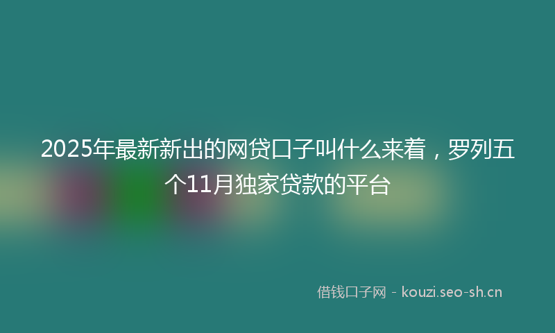 2025年最新新出的网贷口子叫什么来着，罗列五个11月独家贷款的平台