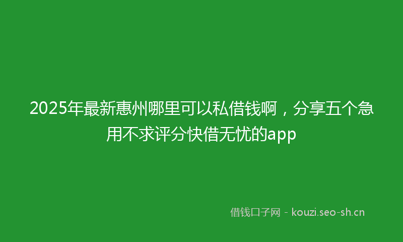 2025年最新惠州哪里可以私借钱啊，分享五个急用不求评分快借无忧的app