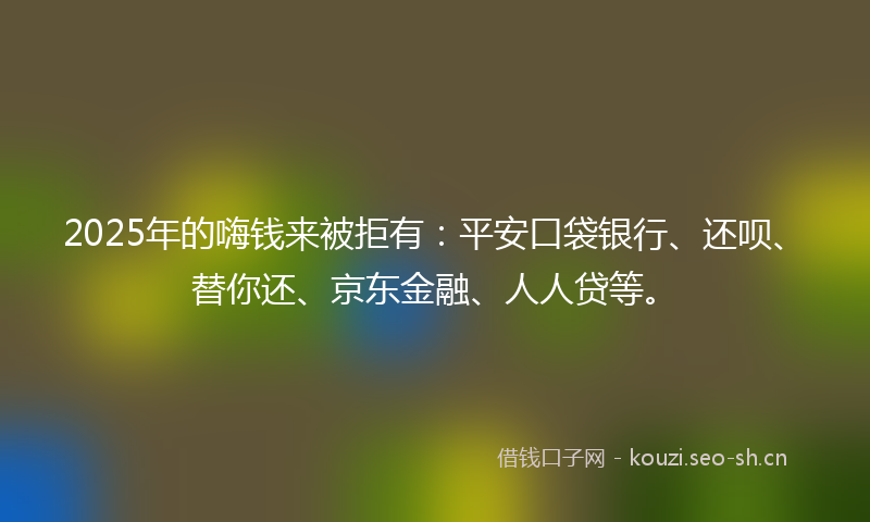 2025年的嗨钱来被拒有：平安口袋银行、还呗、替你还、京东金融、人人贷等。