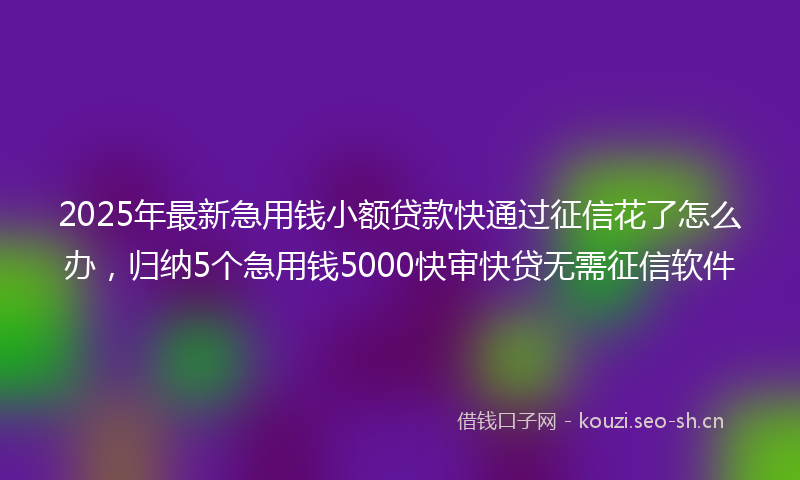 2025年最新急用钱小额贷款快通过征信花了怎么办，归纳5个急用钱5000快审快贷无需征信软件