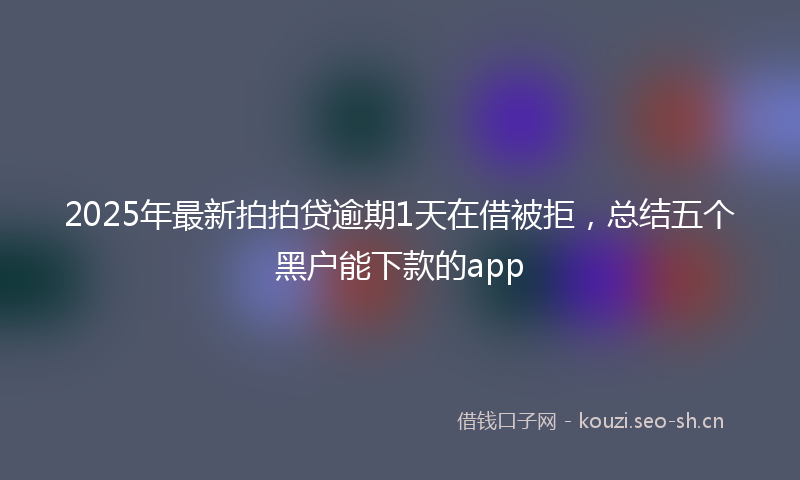 2025年最新拍拍贷逾期1天在借被拒，总结五个黑户能下款的app
