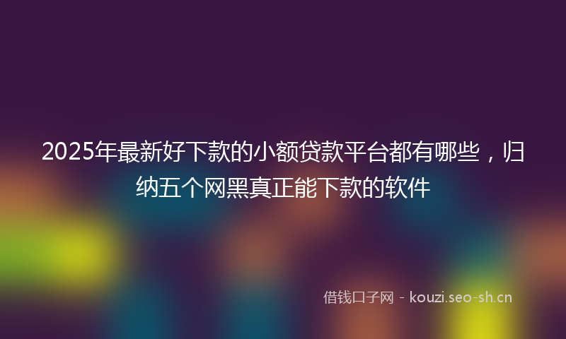2025年最新好下款的小额贷款平台都有哪些，归纳五个网黑真正能下款的软件