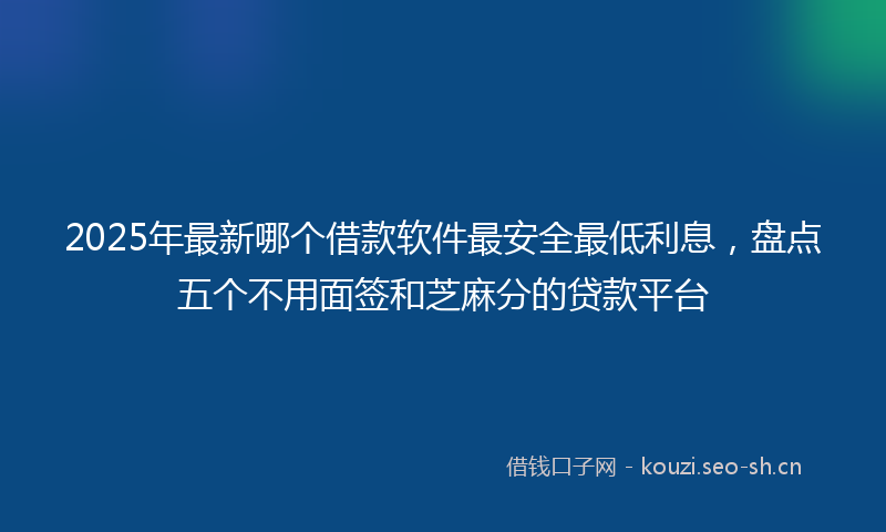 2025年最新哪个借款软件最安全最低利息，盘点五个不用面签和芝麻分的贷款平台
