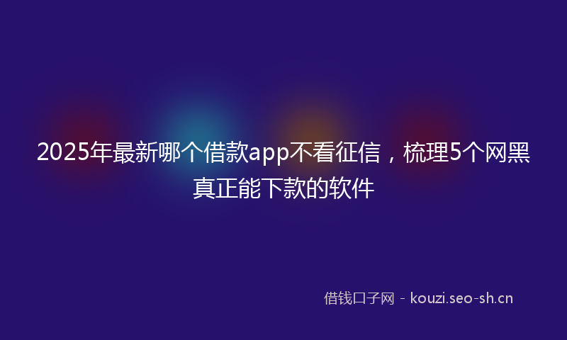 2025年最新哪个借款app不看征信，梳理5个网黑真正能下款的软件