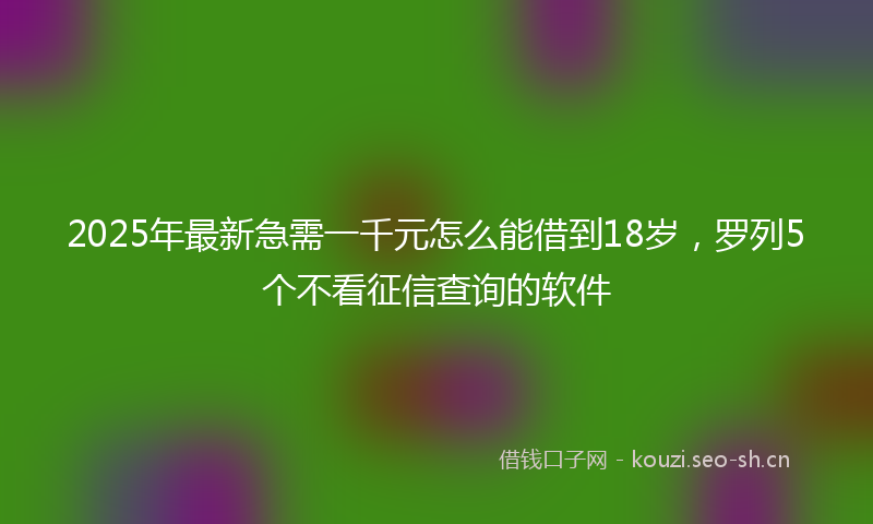 2025年最新急需一千元怎么能借到18岁，罗列5个不看征信查询的软件