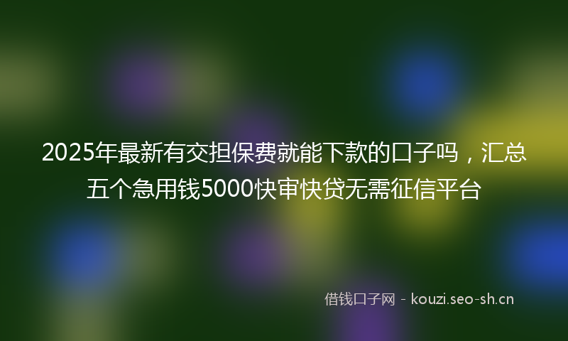 2025年最新有交担保费就能下款的口子吗，汇总五个急用钱5000快审快贷无需征信平台