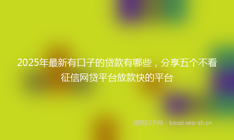 2025年最新有口子的贷款有哪些，分享五个不看征信网贷平台放款快的平台