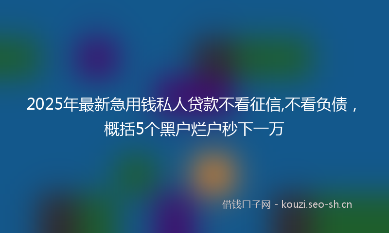 2025年最新急用钱私人贷款不看征信,不看负债，概括5个黑户烂户秒下一万