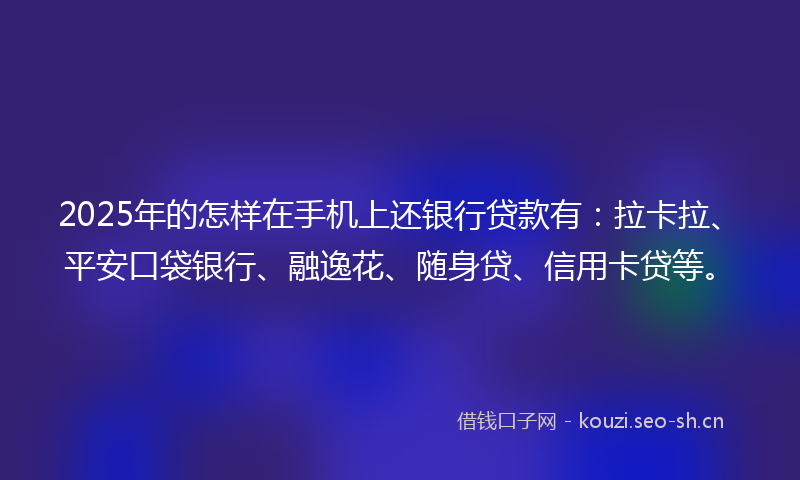 2025年的怎样在手机上还银行贷款有：拉卡拉、平安口袋银行、融逸花、随身贷、信用卡贷等。
