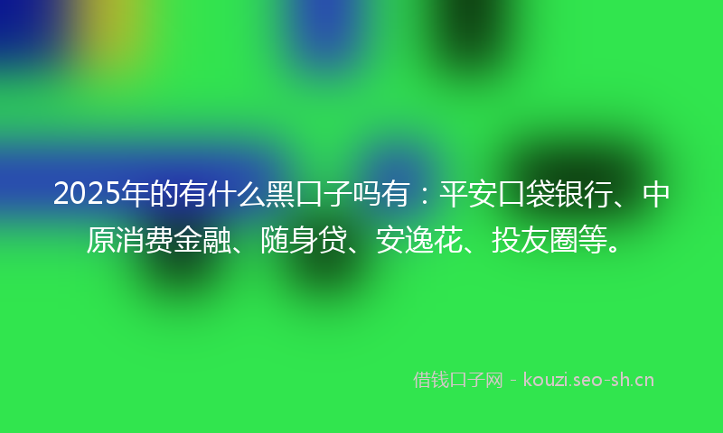 2025年的有什么黑口子吗有：平安口袋银行、中原消费金融、随身贷、安逸花、投友圈等。